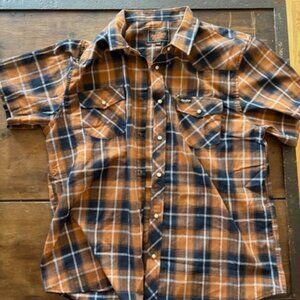 Brown Plaid Western Pearl Snap XL/XXL